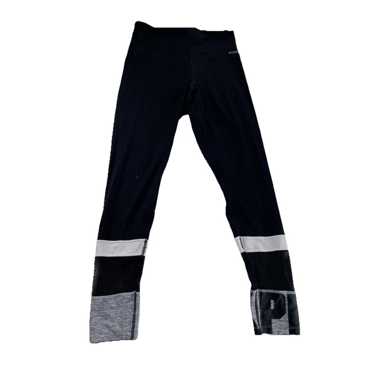 Womens Victoria Secret PINK ULTIMATE Black Gray And White Leggings Size L