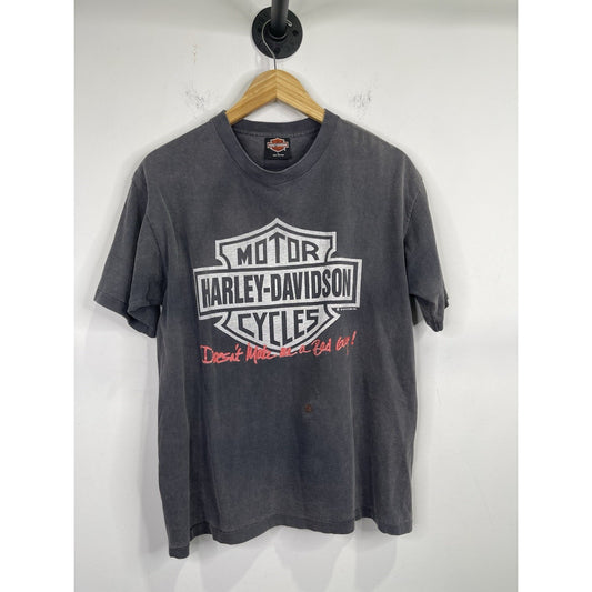 Vintage Men’s Harley Davidson ‘Doesn’t Make Me A Bad Guy’ Graphic T Shirt Sz L