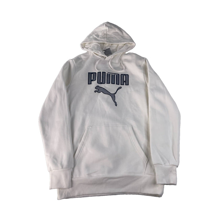 Mens Puma NWT White Navy Blue Dotted Logo Pullover Hoodie SIZE S