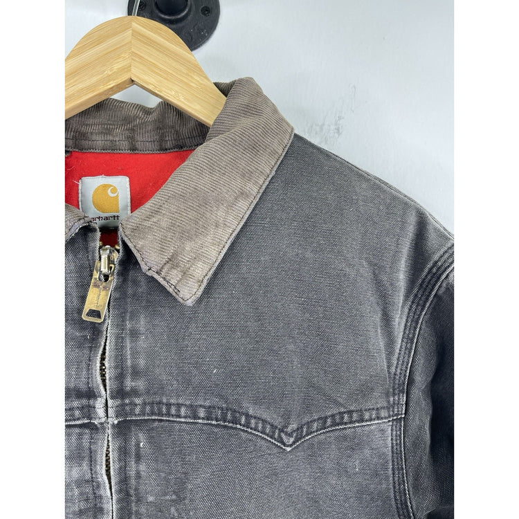 Men’s Black Denim Carhartt Santa Fe Red Lining Bomber Jacket Sz L