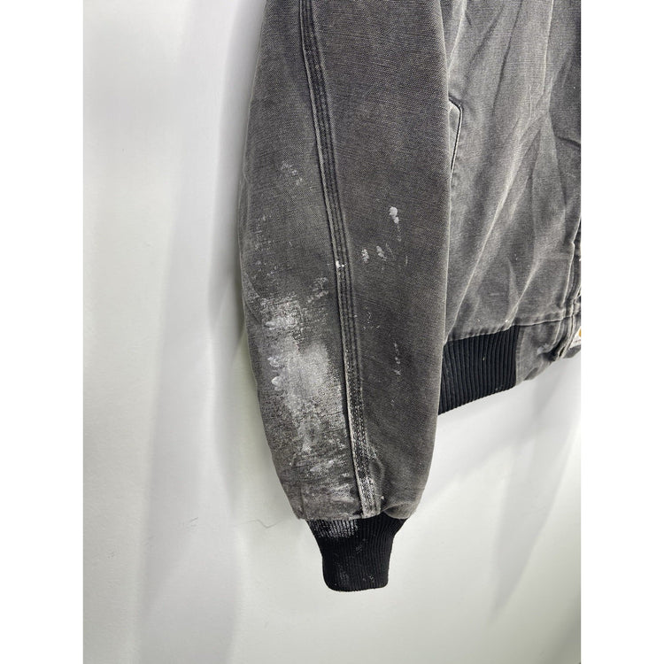 Men’s Black Denim Carhartt Santa Fe Red Lining Bomber Jacket Sz L