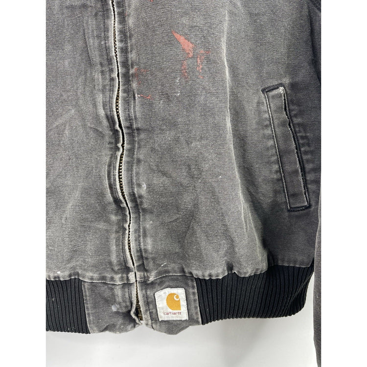 Men’s Black Denim Carhartt Santa Fe Red Lining Bomber Jacket Sz L