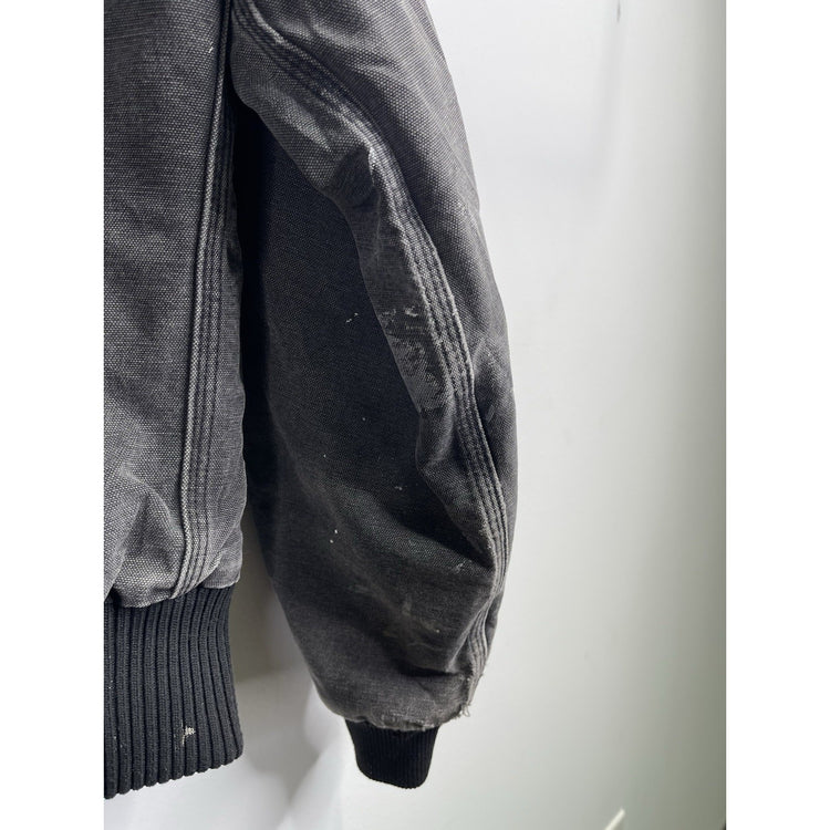 Men’s Black Denim Carhartt Santa Fe Red Lining Bomber Jacket Sz L