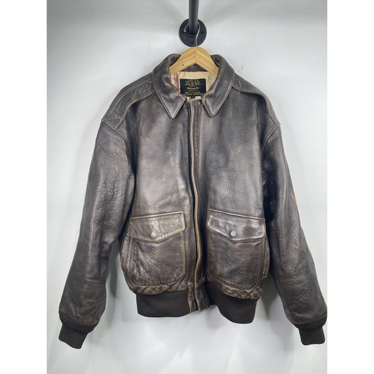 Vintage Type A-2 SCHOTT BROS U.S Army Zip Up Leather Jacket Size XL