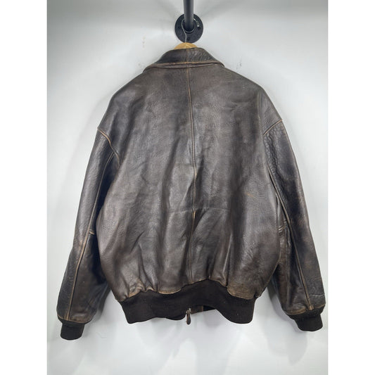 Vintage Type A-2 SCHOTT BROS U.S Army Zip Up Leather Jacket Size XL