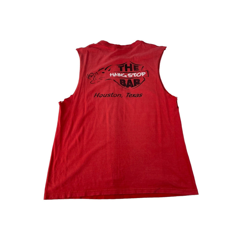 Mens Vintage Red Hang Stop Bar Houston Texas Cut Off Muscle Tank Shirt SIZE L