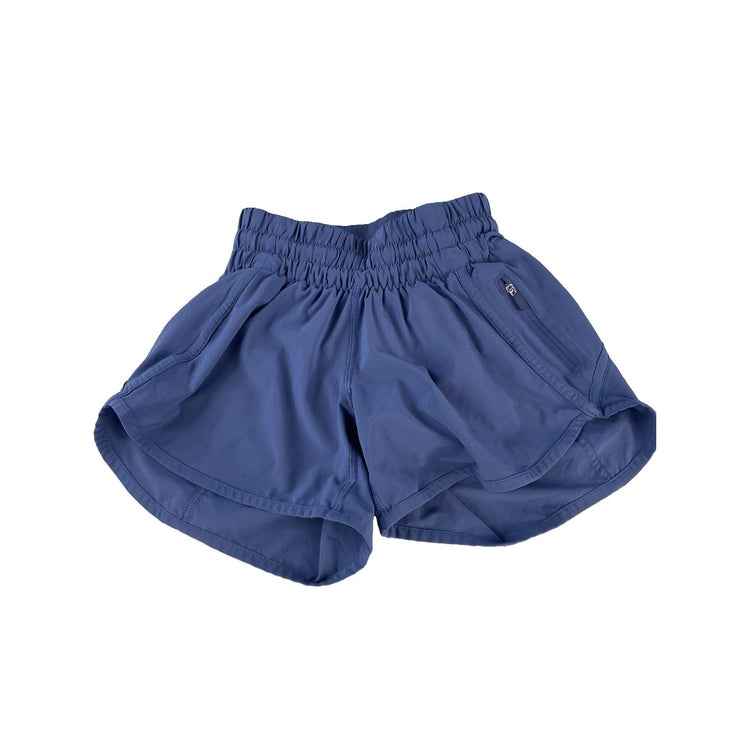 Womens Lululemon Blue Gray Track That High Rise Lined Running Shorts Size 0