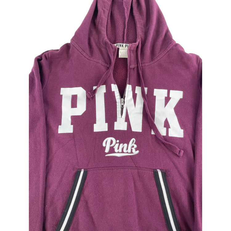 Womens Victoria's Secret PINK Maroon Graphic Quarter Zip Size L