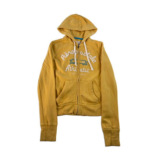 Womens Aeropostale Yellow Zip Up Hoodie Sweatshirt Size XS