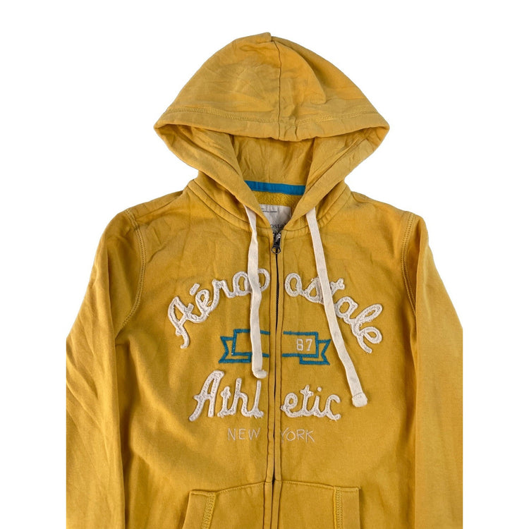 Womens Aeropostale Yellow Zip Up Hoodie Sweatshirt Size XS