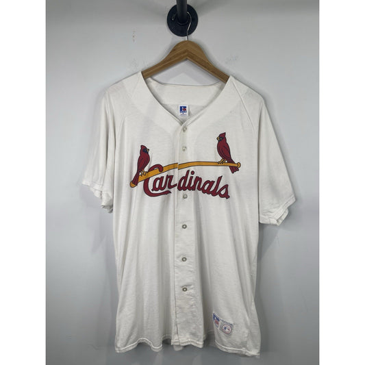 Vintage St. Louis Cardinals Shirt Mens XL Russell Athletic Button Up Retro