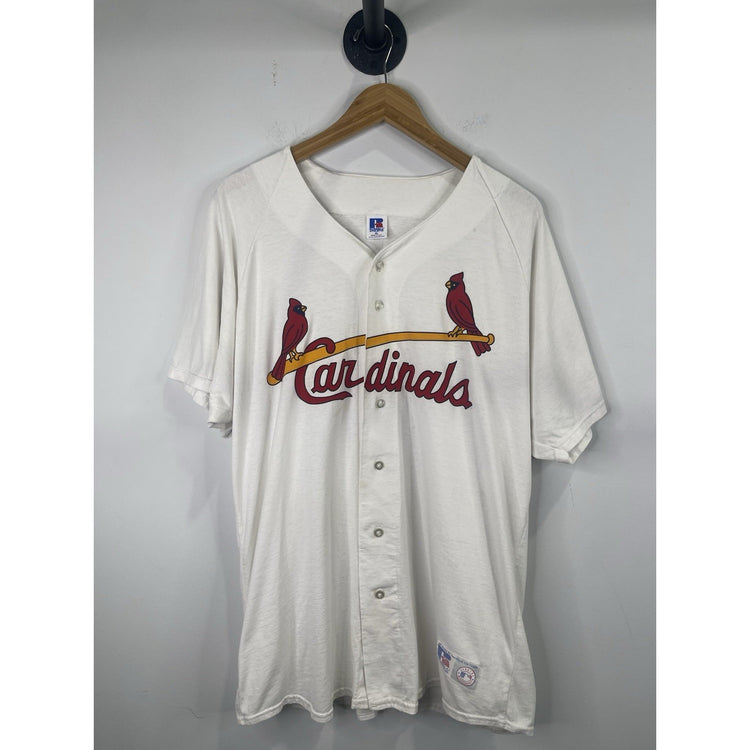 Vintage St. Louis Cardinals Shirt Mens XL Russell Athletic Button Up Retro
