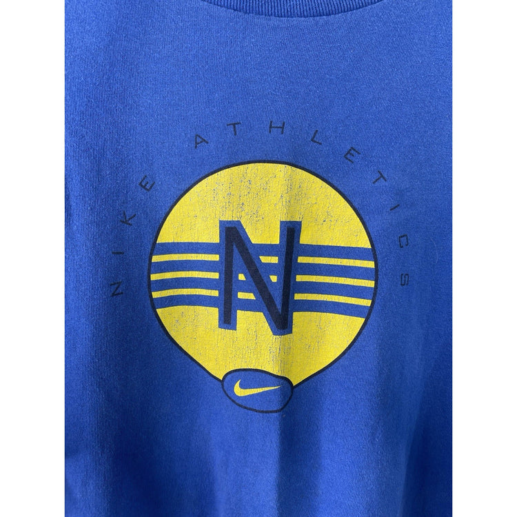 Vintage 90s Nike Athletics Blue Mens T Shirt