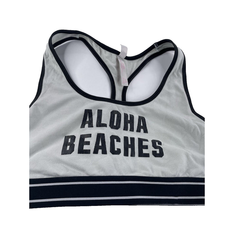 Womens Victoria’s Secret PINK Black & White ‘Aloha Beaches’ Sports Bra Size L