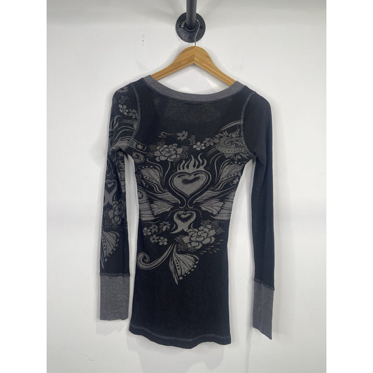Women’s Y2K Monteau Floral Design Long Sleeve Thermal Shirt