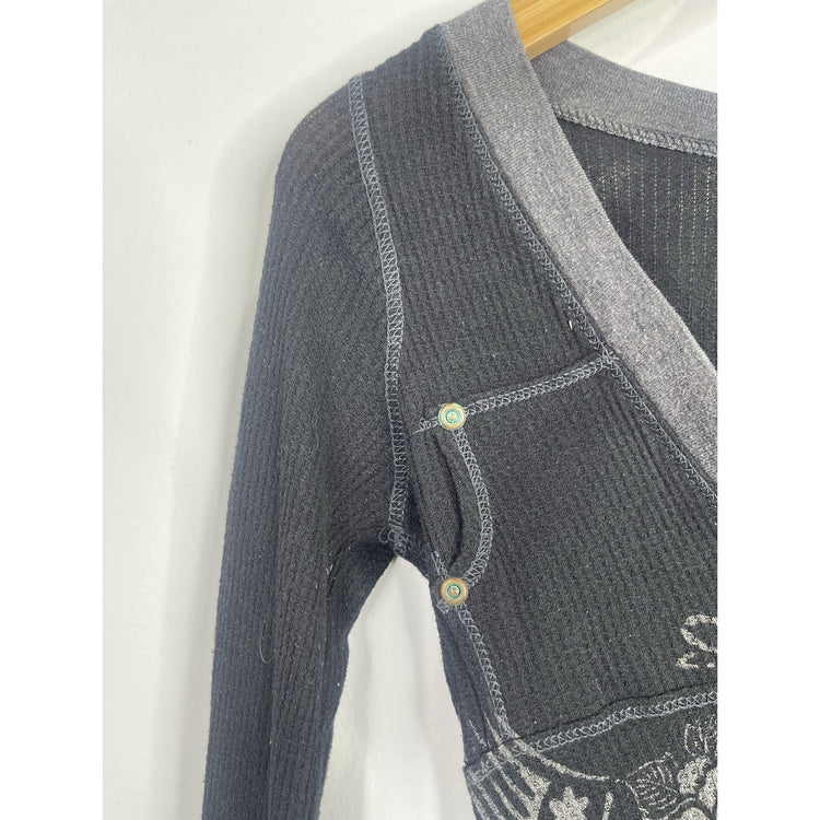 Women’s Y2K Monteau Floral Design Long Sleeve Thermal Shirt