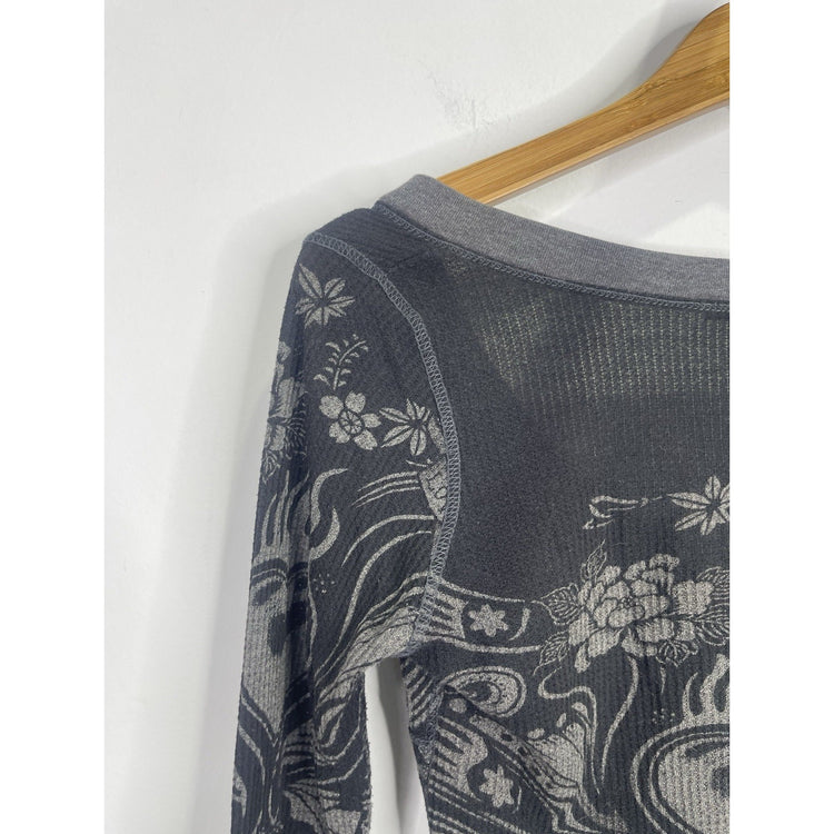 Women’s Y2K Monteau Floral Design Long Sleeve Thermal Shirt