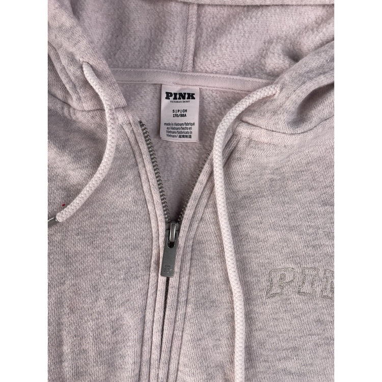 Womens Victoria's Secret PINK Light Grey Half-Zip Hoodie Size S