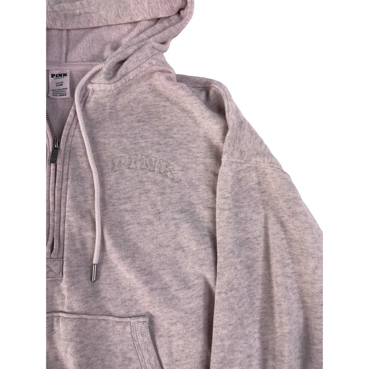 Womens Victoria's Secret PINK Light Grey Half-Zip Hoodie Size S