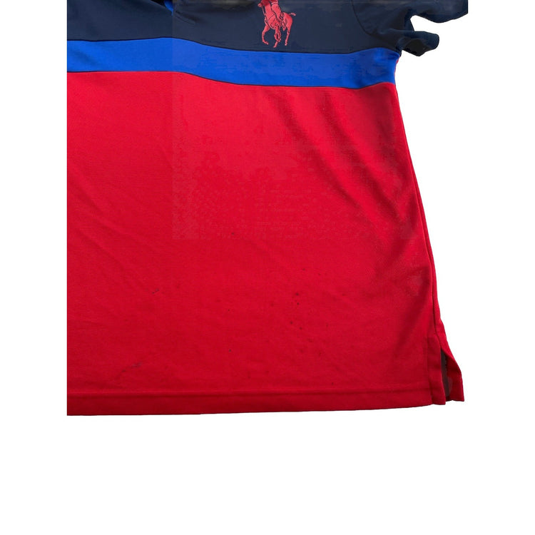 Mens Ralph Lauren Size Medium Blue & Red Dri Fit Polo
