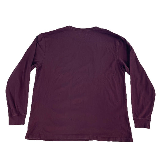 Mens Carhartt Loose Fit Maroon Long Sleeve T Shirt Size Large