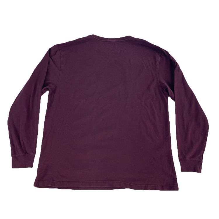 Mens Carhartt Loose Fit Maroon Long Sleeve T Shirt Size Large