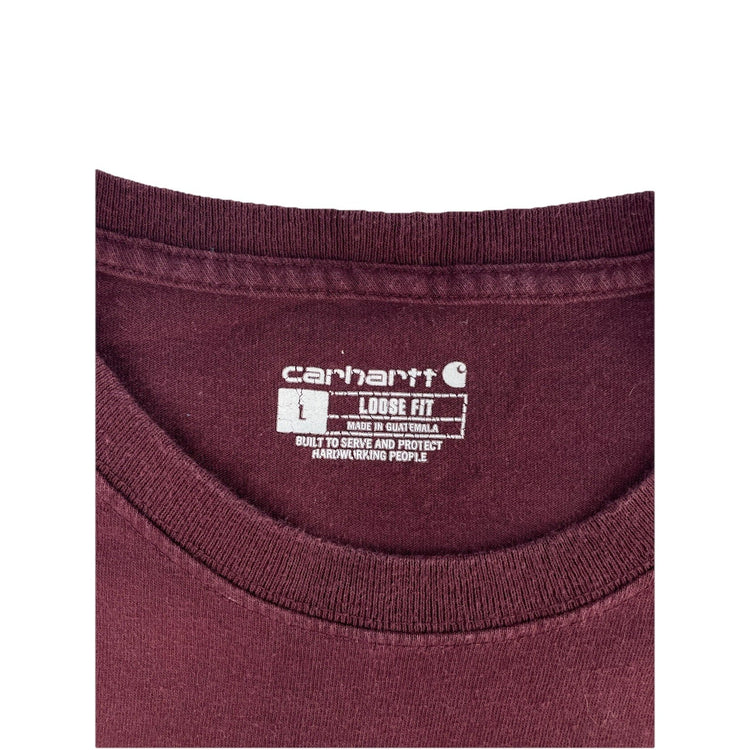 Mens Carhartt Loose Fit Maroon Long Sleeve T Shirt Size Large