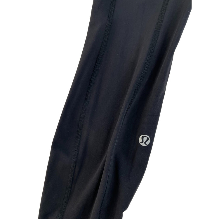 Women's Lululemon Black Athletic Leggings With Pink Waistband Size 4