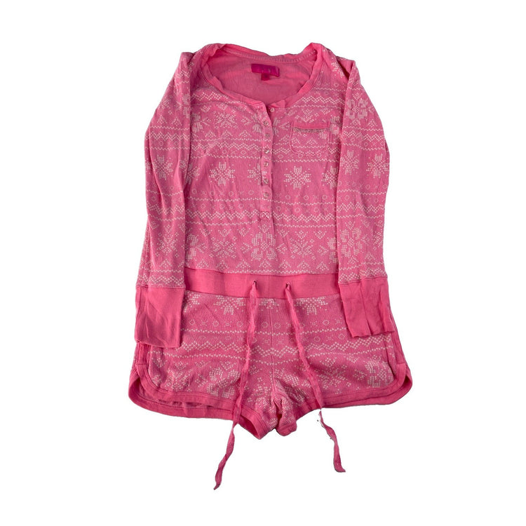 Women's Victoria's Secret Pink Snowflake Thermal Long Sleeve Romper Size S