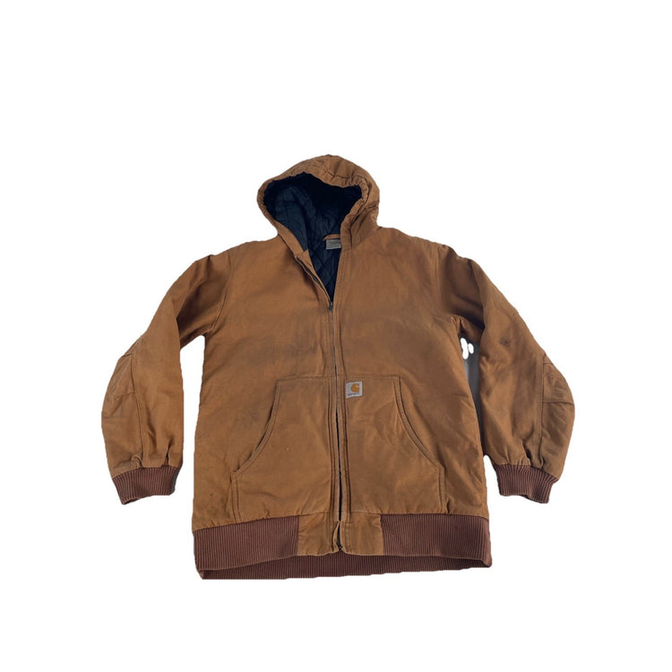Youth Carhartt Brown Heavyweight Quilt Lined Hooded Coat Size Xl