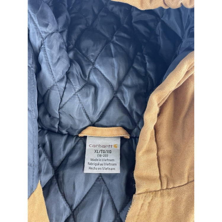 Youth Carhartt Brown Heavyweight Quilt Lined Hooded Coat Size Xl