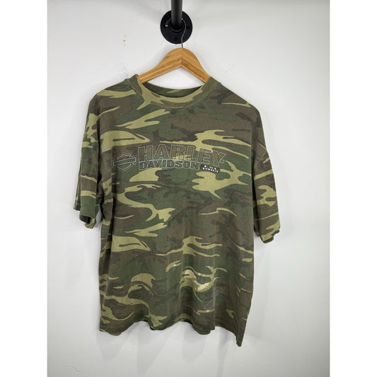 Vintage Mens Harley Davidson Camo T-shirt Spring Field,MO Sz XL