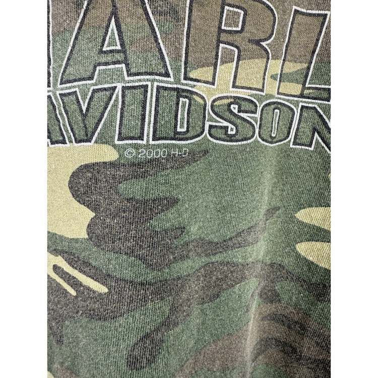 Vintage Mens Harley Davidson Camo T-shirt Spring Field,MO Sz XL