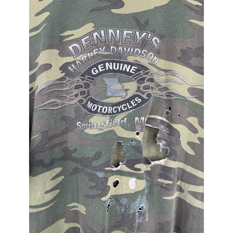 Vintage Mens Harley Davidson Camo T-shirt Spring Field,MO Sz XL