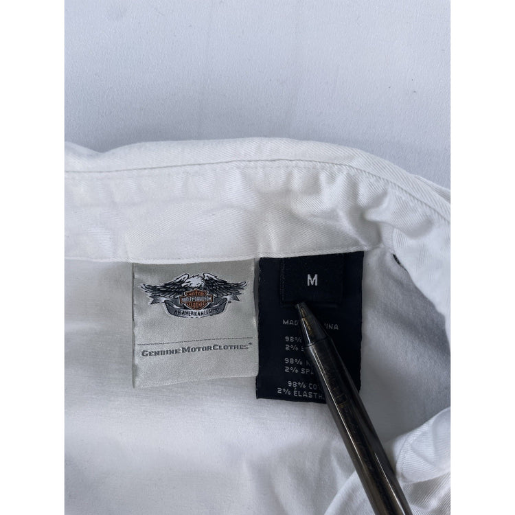 Womens Harley Davidson Black & White Racing Zip Up Top Size Medium