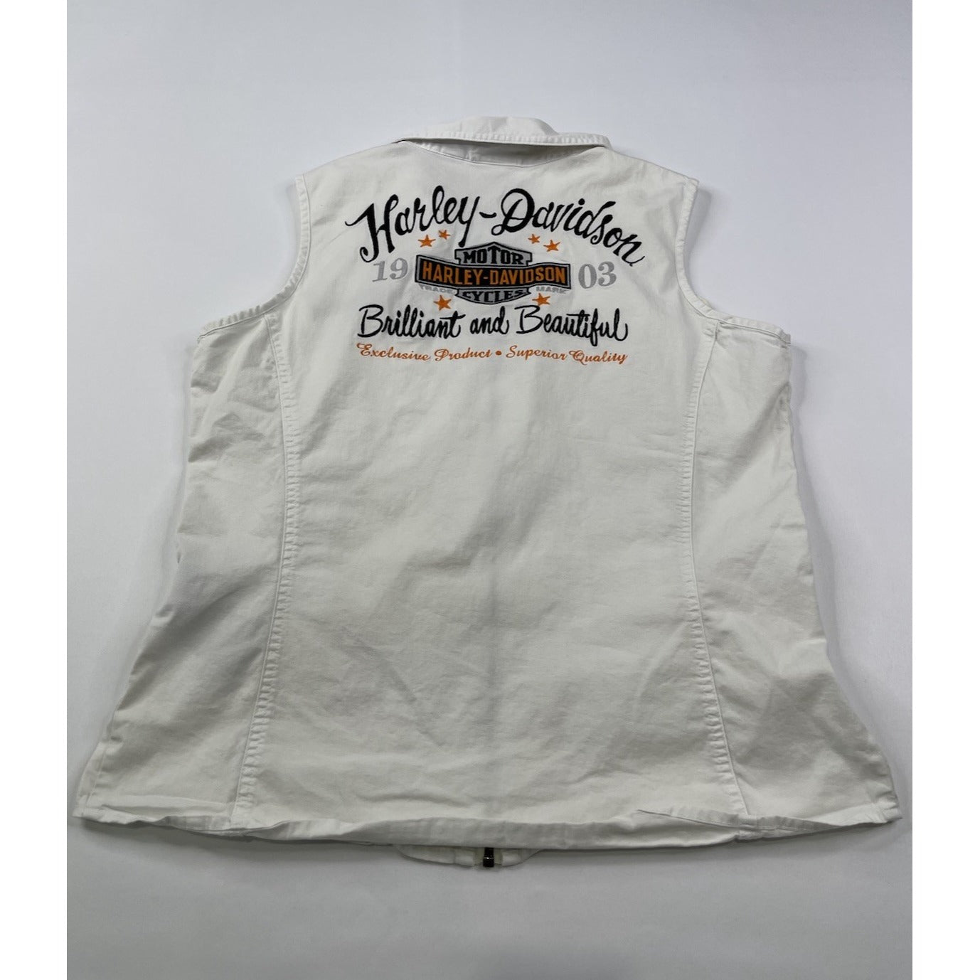 Y2k Harley Davidson Women’s Vest With Embroidery Hit In Back L