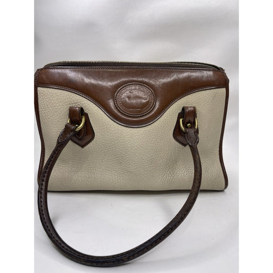 Vtg Dooney and Bourke Pebb. Leather Handbag Purse Satchel Bone Brown Made in USA