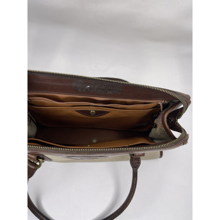 Vtg Dooney and Bourke Pebb. Leather Handbag Purse Satchel Bone Brown Made in USA