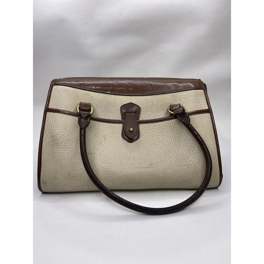 Vtg Dooney and Bourke Pebb. Leather Handbag Purse Satchel Bone Brown Made in USA
