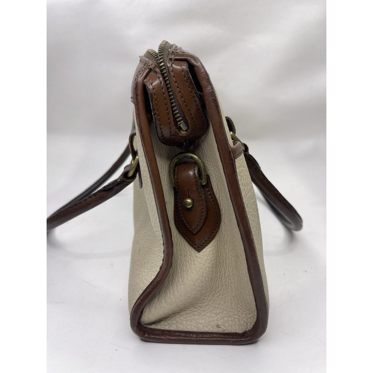 Vtg Dooney and Bourke Pebb. Leather Handbag Purse Satchel Bone Brown Made in USA