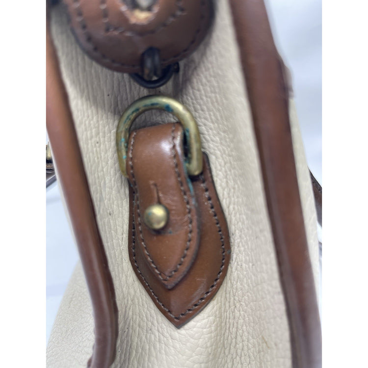 Vtg Dooney and Bourke Pebb. Leather Handbag Purse Satchel Bone Brown Made in USA