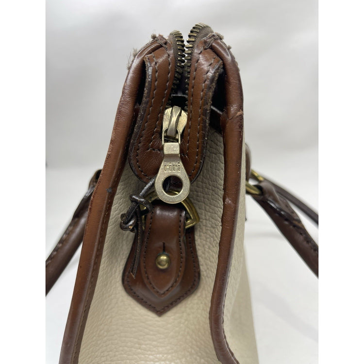 Vtg Dooney and Bourke Pebb. Leather Handbag Purse Satchel Bone Brown Made in USA
