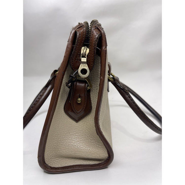 Vtg Dooney and Bourke Pebb. Leather Handbag Purse Satchel Bone Brown Made in USA