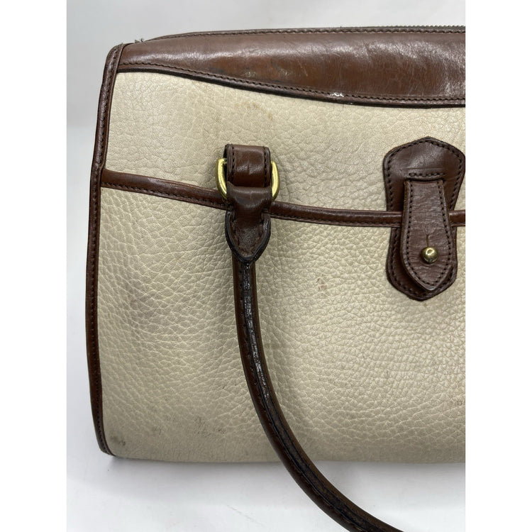 Vtg Dooney and Bourke Pebb. Leather Handbag Purse Satchel Bone Brown Made in USA