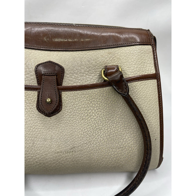 Vtg Dooney and Bourke Pebb. Leather Handbag Purse Satchel Bone Brown Made in USA