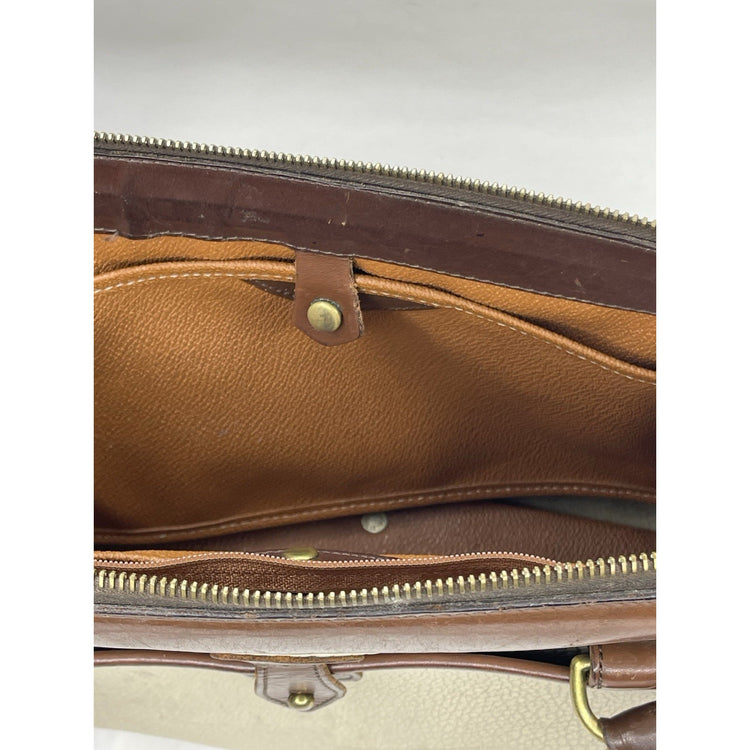 Vtg Dooney and Bourke Pebb. Leather Handbag Purse Satchel Bone Brown Made in USA