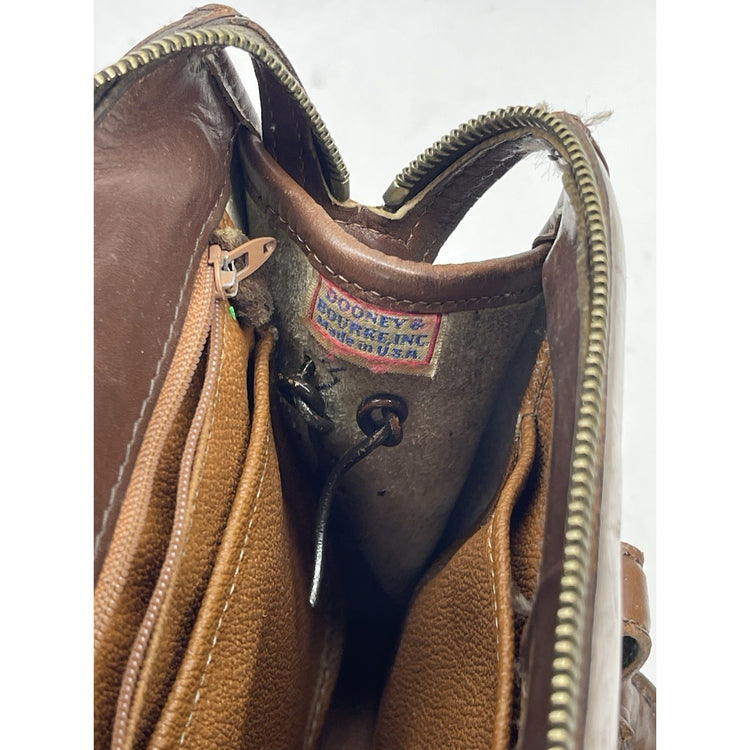 Vtg Dooney and Bourke Pebb. Leather Handbag Purse Satchel Bone Brown Made in USA