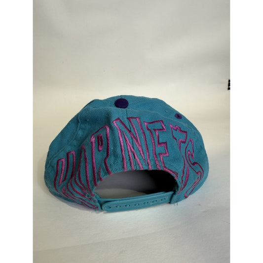 Vintage Charlotte Hornets Hat NBA Basketball AJD Big Logo Spellout SnapBack 90’s