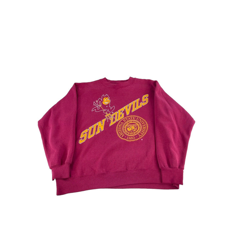 Mens Vintage Hanes ASU Sun Devils Sweatshirt Red Size L