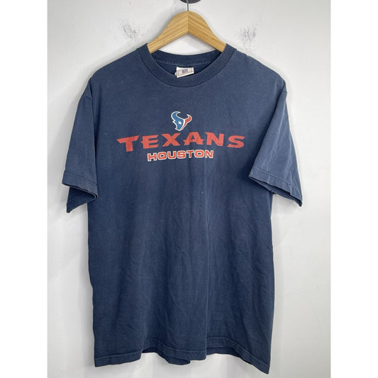 Adult VTG 2000s Houston Texans Graphic NFL Football Short Sleeve Blue Tee Sz L